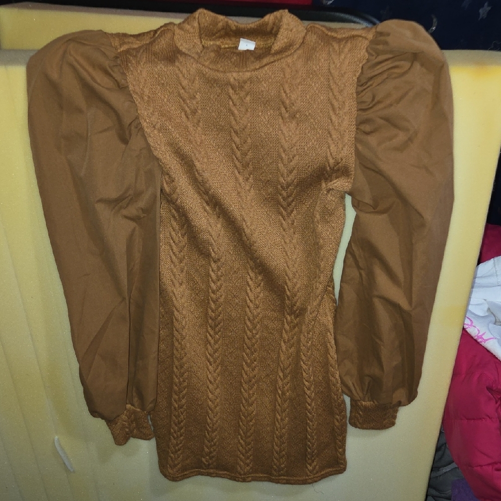 SHEIN Brown Long Sleeve Dress